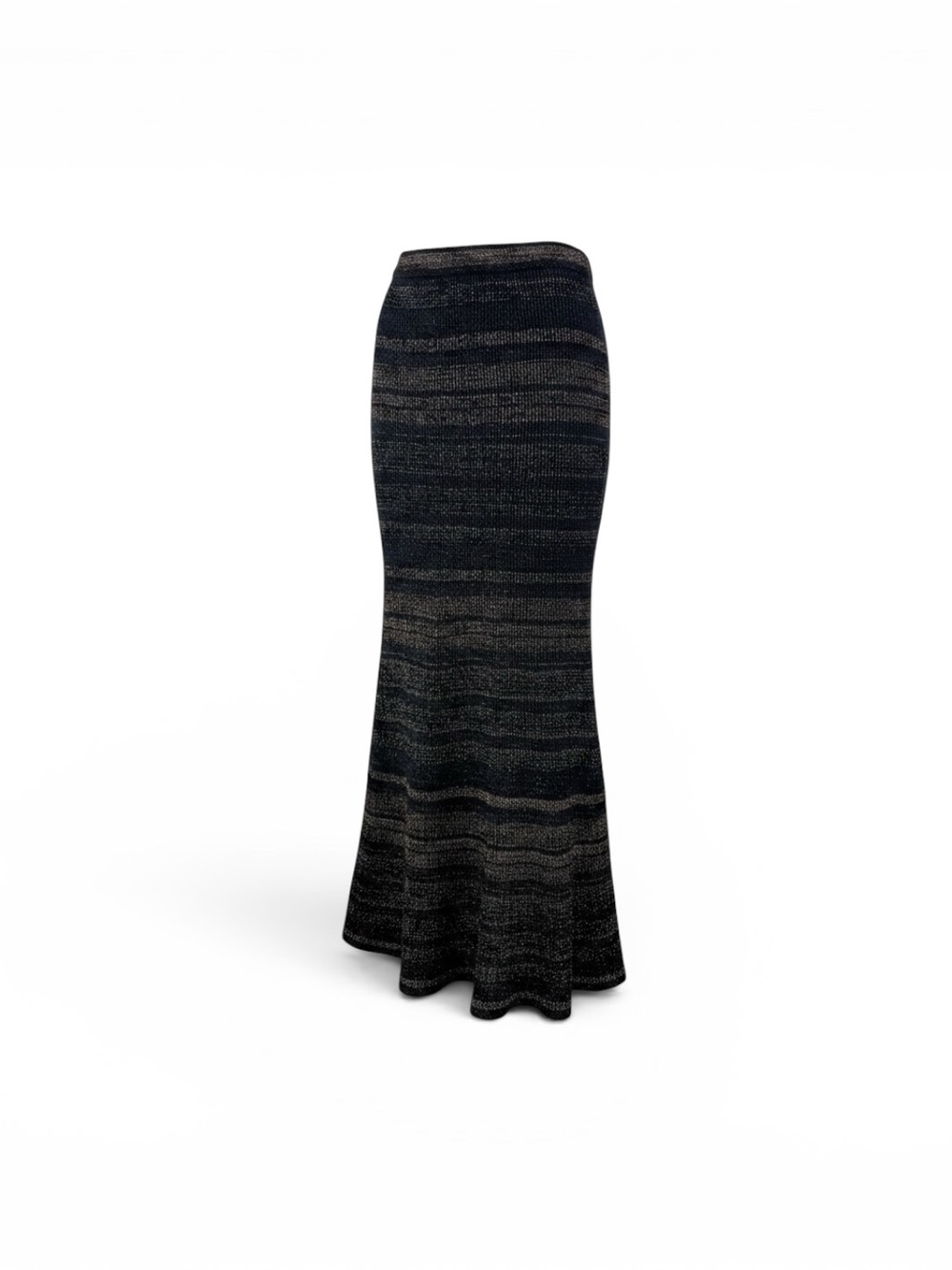 BCBGMaxAzria Multicor Metalic Shine Striped Knit Mermaid Maxi Skirt